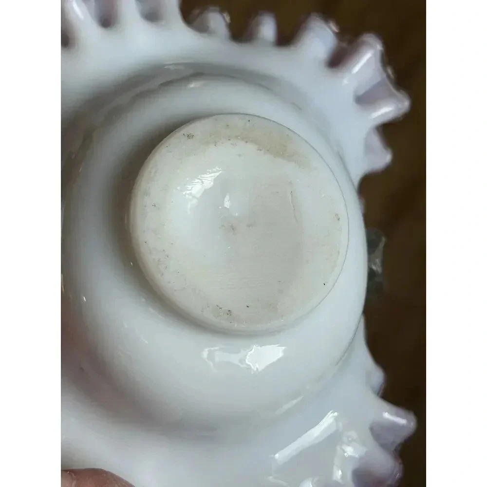 Steven And Williams Victorian Spangled Rose Art Glass Ruffled Basket Mica Thorn